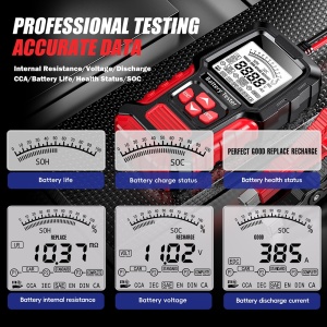 Tester Foxsur FBT-300 cu functii multiple afisate pe ecran LCD