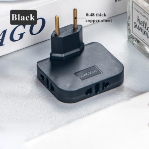 Adaptor triplu stecher priza Techstar TS-A3 negru montat in priza