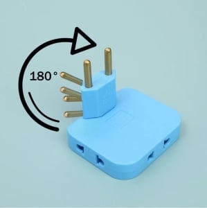 Adaptor electric albastru cu functie de rotire 180 grade