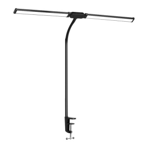 LED asztali lámpa klipszel és két véggel, Techstar® TD001, Teljesítmény 24W, USB, 360°-ban állítható, 10 beállítási fokozat, Színhőmérséklet 3000K-6500K, Szemvédelem, PC anyag, Fekete