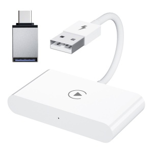 Techstar® CTHT-020-2 vezeték nélküli adapter Apple CarPlay és iPhone IOS 10+ rendszerhez, USB-C típusú hardverkulcs, WiFi 5G, Bluetooth, automatikus csatlakozás, fehér