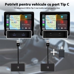 Comparatie conectare CarPlay prin cablu si wireless pe ecran auto