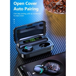Techstar® F9 Smart vezeték nélküli fülhallgató, Bluetooth V5.0, iOS és Android, 2200 mAh, fekete - Img 8