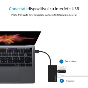 Conectare hub USB Techstar HUBA0402 la MacBook pentru extinderea porturilor