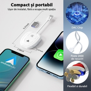 Pachet adaptor wireless Techstar cu cablu USB Type-C