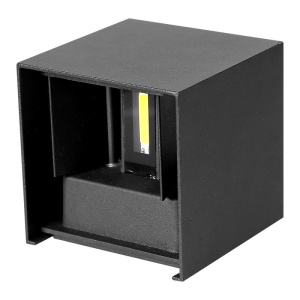 Techstar fali LED lámpa, beltéri/kültéri, teljesítmény 6W, fényszín 4000K, 600 Lm, 10x10 cm, IP 65, fekete