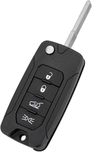Techstar Flip autókulcs tok 4 gombbal, Jeep Renegade, Compass, Patriot, Liberty 2014–2021, Fiat 500X modellekhez kompatibilis, pengével
