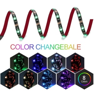 Techstar LED Szalag, Többszínű, USB, 5050 RGB, Rugalmasan díszített külső belső, 1M vízálló távirányítóval - Img 8