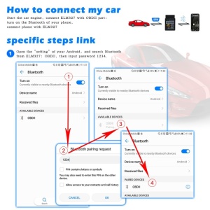 Schema conexiune adaptor OBD2 ELM327 V1.5 Techstar cu aplicatia Torque