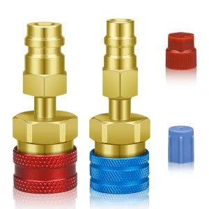 Techstar R1234yf - R134a gyors adapter, 2 db-os High Low Side 1/4 SAE autós AC csatlakozókészlet freon töltéshez és klímaberendezés szervizeléséhez