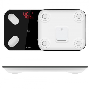 Cântar digital Bluetooth Techstar - 180kg capacitate, design modern negru, monitorizare fitness
