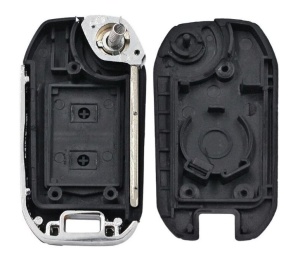 Carcasa cheie auto Techstar transformatoare upgrade flip 2 butoane cu lama HU100 compatibila Opel Corsa Astra Meriva Zafira vedere interior fata si spate