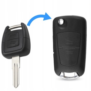 Techstar transzformátoros kulcstartó, billenőkulcsosra fejleszthető, 2 gombos, HU46 pengés, kompatibilis az Opel Astra G, Vectra B, Zafira A és Corsa C modellekkel
