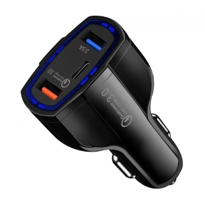 Techstar Turbo Fast autós töltő 5 V, 3.5 A, QC 3.0, DUAL USB