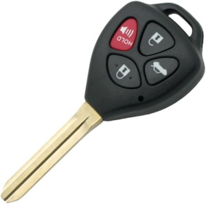 4 gombos autókulcs-ház, amely kompatibilis a Toyota Corolla, RAV4, Yaris, Camry és Avalon modellekkel – 3+1 modell piros pánikgombbal