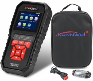 Konnwei KW850 OBD2 autódiagnosztikai teszter, hibák olvasása/törlése, EVAP teszt, O2 érzékelő, akkumulátor, motor és akkumulátor, 2,8"-os színes képernyő, több márkával kompatibilis