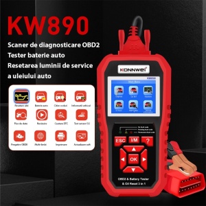 KONNWEI KW890 autódiagnosztikai és kiolvasó műszer, OBD2, 2,8 hüvelykes kijelző, motor hibakódok olvasása és törlése, diagnosztikai szkenner, akkumulátortesztelő, olaj szervizlámpa visszaállí - Img 5