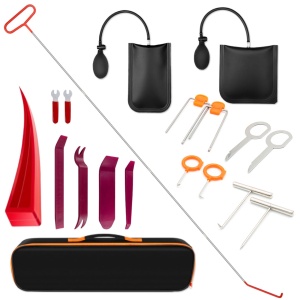 Ansamblu complet pe alb: tije, perne pneumatice, pene, cârlige, geanta