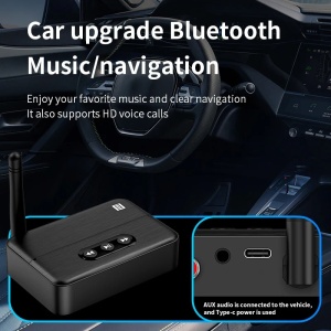 Techstar® M60 Bluetooth 5.4 Audio Receiver RX adapter, NFC párosítás, AUX + RCA, USB lejátszás, Type-C, pendrive, integrált mikrofon, HiFi, 10m - Img 2