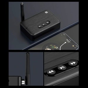 Techstar® M60 Bluetooth 5.4 Audio Receiver RX adapter, NFC párosítás, AUX + RCA, USB lejátszás, Type-C, pendrive, integrált mikrofon, HiFi, 10m - Img 12