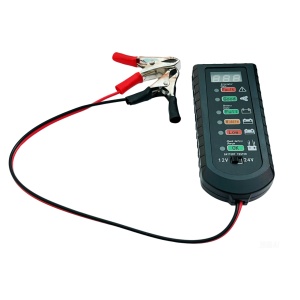 Techstar 12V/24V digitális autóakkumulátor-teszter LED kijelzővel, generátor diagnosztikával és akkumulátorállapot-jelzővel – Kompatibilis személygépkocsikkal, teherautókkal és terepjárókkal