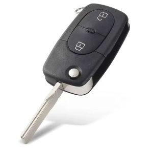 Techstar 2 gombos autókulcs-burkolat, amely kompatibilis a VW Golf MK4, Passat B5, Bora 1998–2001 modellekkel – HU66 penge, CR1620 elemhez
