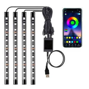 Techstar Auto MuliColore RGB 12 LED-szalagok, 4 db, Android vezérelt