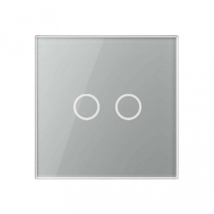 Vedere frontala intrerupator touch Techstar gri cu 2 butoane tactile