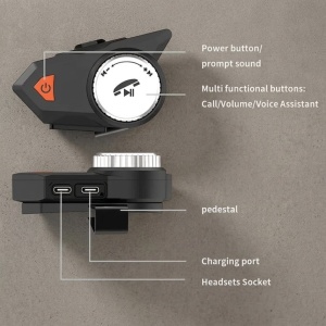 Techstar MotoCom Bluetooth 5.4 motoros headset, Hands-Free, mikrofonnal és hangszórókkal, Dual Phone, IPX6, 700 mAh akkumulátor, akár 12 órás üzemidő, USB-C, navigáció és hangasszisztens - Img 8
