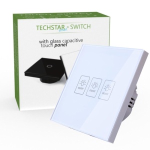 Techstar TG02 Touch Kapcsoló, biztonságos üveg, modern kialakítás, LED-világítás, 3 fázis, fehér