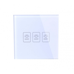 10. Panou frontal intrerupator touch Techstar TG02 alb cu trei zone tactile LED