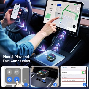 Apple CarPlay és Android Auto 2 az 1-ben vezeték nélküli adapter Techstar M17+, USB/USBC Plug & Play, Wi-Fi 5.8GHz + Bluetooth, Mini Compact, Auto Connect, LED üveggel - Img 9