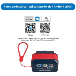 Pachet adaptor OBD2 KONNWEI KW905 cu instructiuni de utilizare