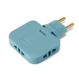 Háromdugós adapter Techstar® TS-A3 aljzathoz 180°-os forgatással, 250V, 10A, EU/USA kompatibilis, kék