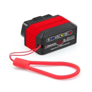 KONNWEI KW905 OBD2 automatikus diagnosztika, Bluetooth 5.0, BE-KI gomb, Android IOS kompatibilis, ELM 327 OBDII, piros