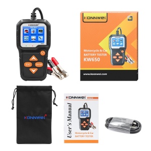 continutul pachetului konnwei kw650 cu tester, cablu si manual