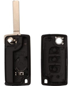 Carcasa cheie Peugeot Citroen 3 butoane desfacuta, interior vizibil