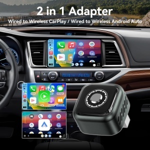 Techstar® B12 vezeték nélküli CarPlay és Android Auto 2 az 1-ben adapter, USB Compact, Bluetooth 5.3 + Wi-Fi 5.8GHz (5G), Plug & Play, vezérlő/visszaállító gomb + LED, automatikus csatlakoztatás - Img 2