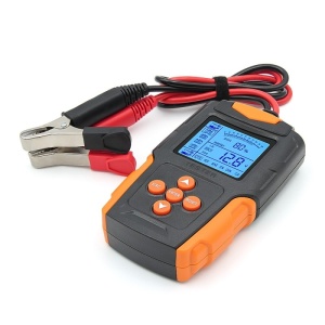 Tester baterie auto Techstar FBT-200 negru portocaliu cu cleme rosii si negre