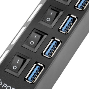 Panou de control USB Hub HB6 cu butoane On/Off și porturi USB 3.0