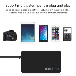 Hub USB Techstar HUBA0401 compatibil laptop, PC si dispozitive mobile