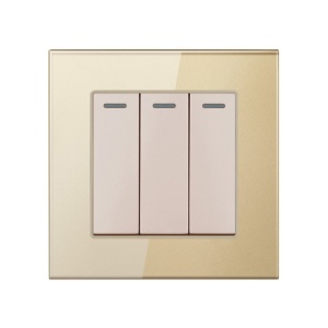 Techstar® TGS 01 biztonsági üveglap háromfejű kapcsoló, 220 V, 16 A, 86 x 86 mm, szürke, 3 fázis