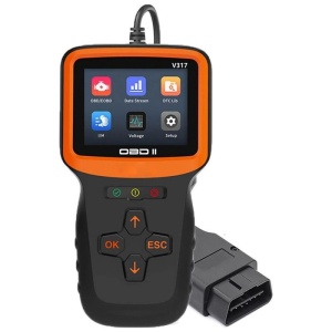 Techstar® V317 automatikus leolvasó és diagnosztikai eszköz, 2,8 hüvelykes kijelző, motorhibakódok olvasása és törlése, CAN diagnosztika, kompatibilis OBD II és EOBD, fekete/narancs