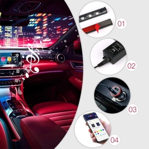 Techstar Auto MuliColore RGB 12 LED-szalagok, 4 db, Android vezérelt - Img 5