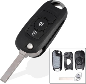 Techstar felhajtható autókulcs 2 gombbal, SX9 pengével Opel Astra K 2015-2019-hez