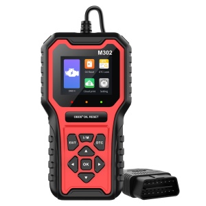 Techstar M302 autódiagnosztikai teszter, OBD II, olajcsere visszaállítása, élő adatok, O2 érzékelő teszt, QR-kód felhőalapú nyomtatás
