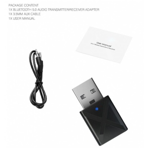 Kit audio wireless Techstar - Dual-mode (Bluetooth 5.0/AUX), solutie plug-and-play pentru masina si televizor