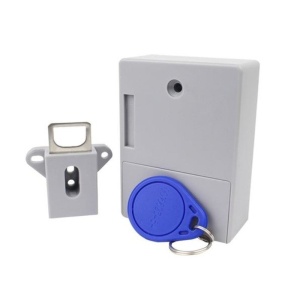 Incuietoare inteligenta Techstar gri cu card RFID in apropiere