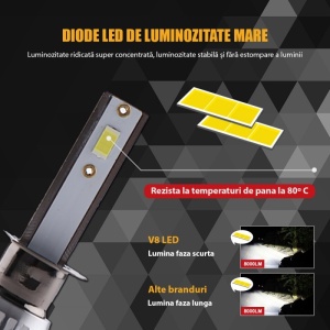 2 db Techstar® V8 Auto LED-es készlet, 9007, 120 W, 12-24 V, 15000 lumen, 6000 K, sugárszög 360°, CSP 3570, Canbus, alumínium radiátor, hűtéstechnika, ezüst - Img 11
