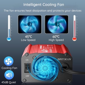 Panou de control invertor 300W – afișaj tensiune și porturi